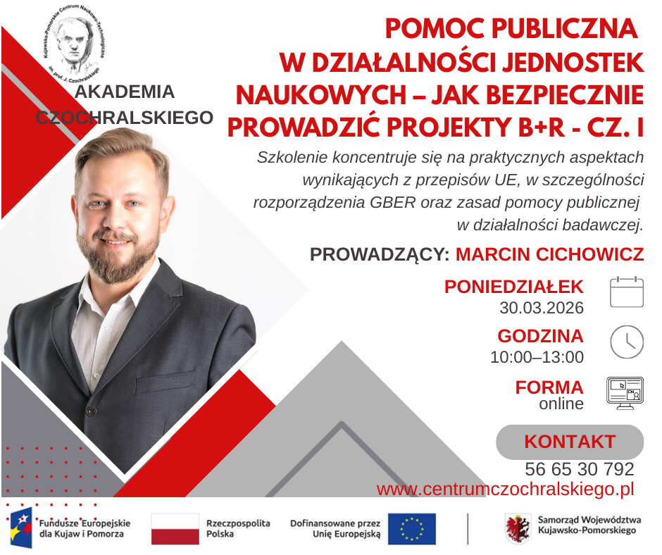 Webinar Pomoc publiczna w działalności jednostek naukowych – jak bezpiecznie prowadzić projekty B+R